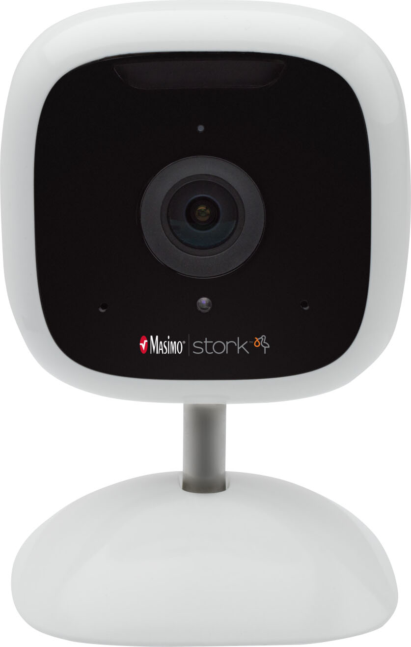 Left View: Masimo - Stork Camera Baby Monitor with QHD-Capable Video Streaming, Two-Way Audio, and Remote Tracking via Stork App - White
