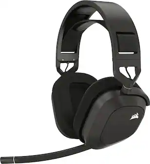 Front. CORSAIR - HS80 MAX Wireless Gaming Headset for PC, PS5, PS4 - Steel Gray.