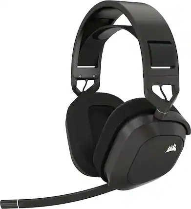 Front. CORSAIR - HS80 MAX Wireless Gaming Headset for PC, PS5, PS4 - Steel Gray.