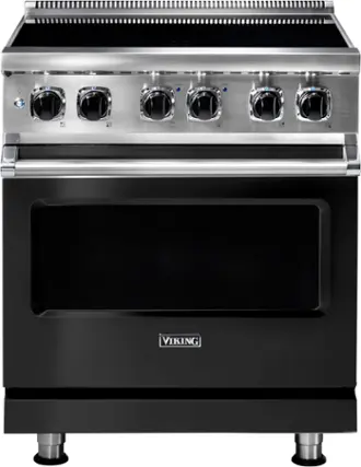 Front. Viking - 5 Series 4.7 Cu. Ft. Freestanding Electric Induction Range - Cast Black.