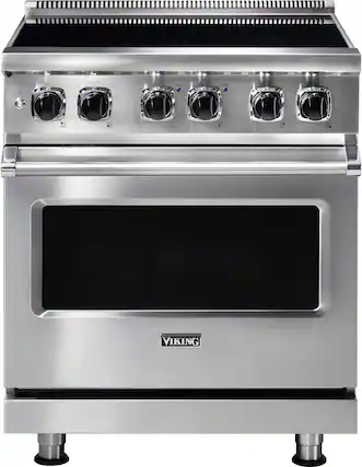 Front. Viking - 5 Series 4.7 Cu. Ft. Freestanding Electric Induction Range - Stainless Steel.