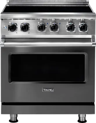 Front. Viking - 5 Series 4.7 Cu. Ft. Freestanding Electric Induction Range - Damascus Gray.