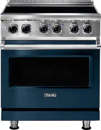 Front. Viking - 5 Series 4.7 Cu. Ft. Freestanding Electric Induction Range - Slate Blue.