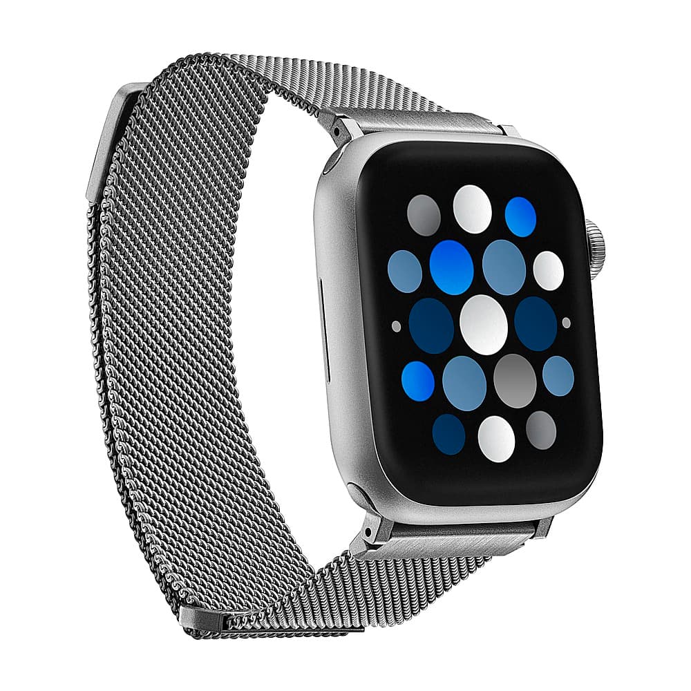 Angle. Insignia™ - Stainless Steel Mesh Band for Apple Watch 42mm, 44mm, 45mm and Apple Watch Ultra 49mm (All Series) - Silver.