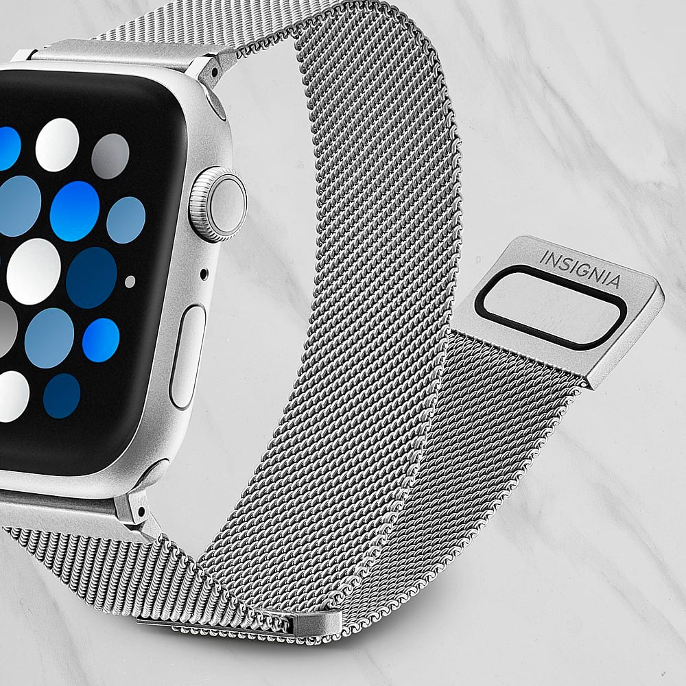 Alt View 14. Insignia™ - Stainless Steel Mesh Band for Apple Watch 42mm, 44mm, 45mm and Apple Watch Ultra 49mm (All Series) - Silver.
