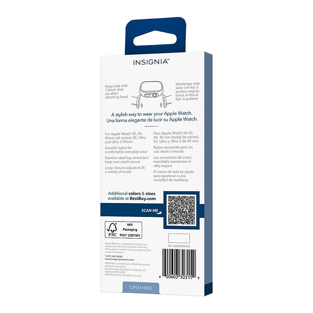 Alt View 19. Insignia™ - Rugged Nylon Band for Apple Watch 42mm, 44mm, 45mm and Apple Watch Ultra 49mm (All Series) - Black.