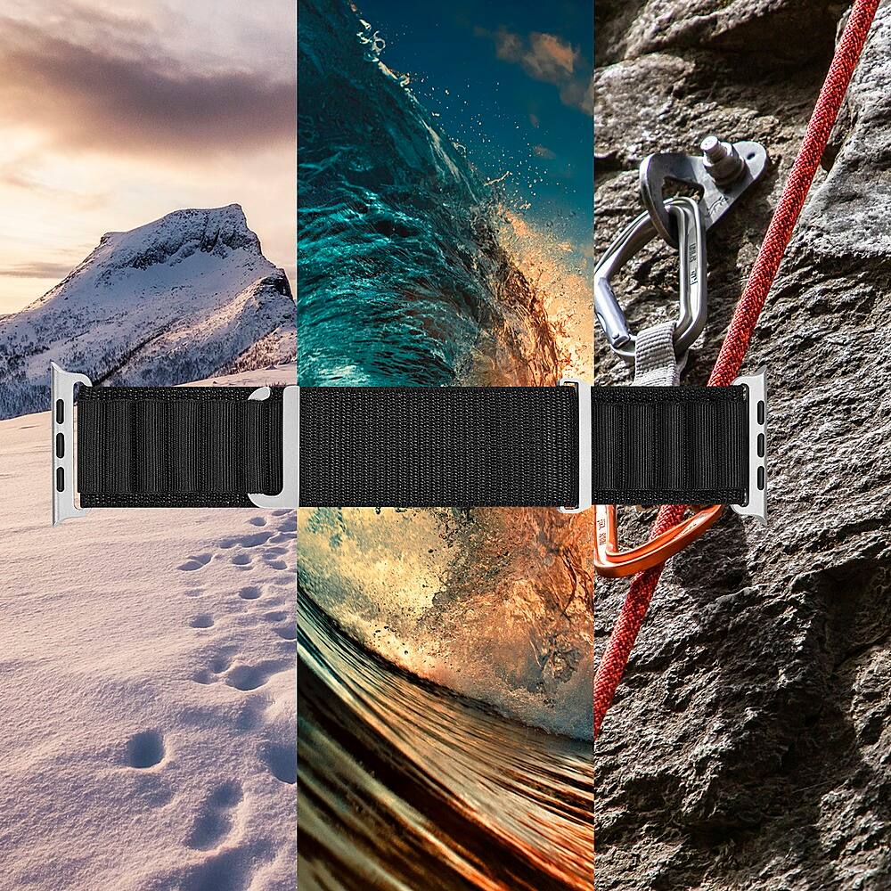 Alt View 15. Insignia™ - Rugged Nylon Band for Apple Watch 42mm, 44mm, 45mm and Apple Watch Ultra 49mm (All Series) - Black.