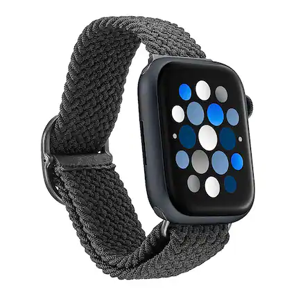 Angle. Insignia™ - Braided Nylon Band for Apple Watch 42mm, 44mm, 45mm and Apple Watch Ultra 49mm (All Series) - Black.