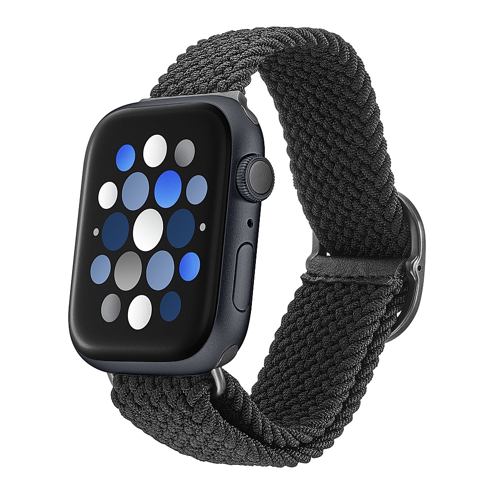 Left View: Insignia™ - Braided Nylon Band for Apple Watch 42mm, 44mm, 45mm and Apple Watch Ultra 49mm (All Series) - Black