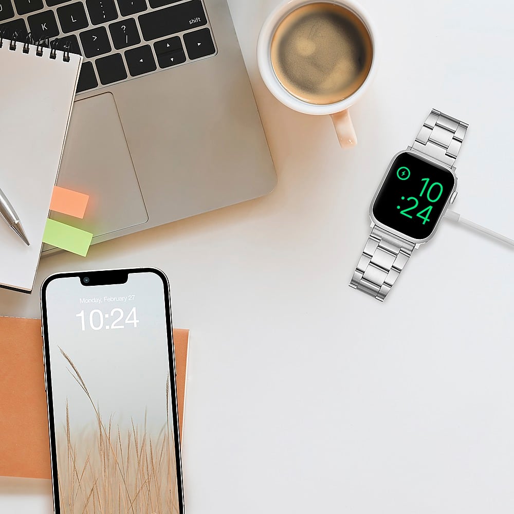 Alt View 18. Insignia™ - Stainless Steel Link Band for Apple Watch 42mm, 44mm, 45mm and Apple Watch Ultra 49mm (All Series) - Silver.