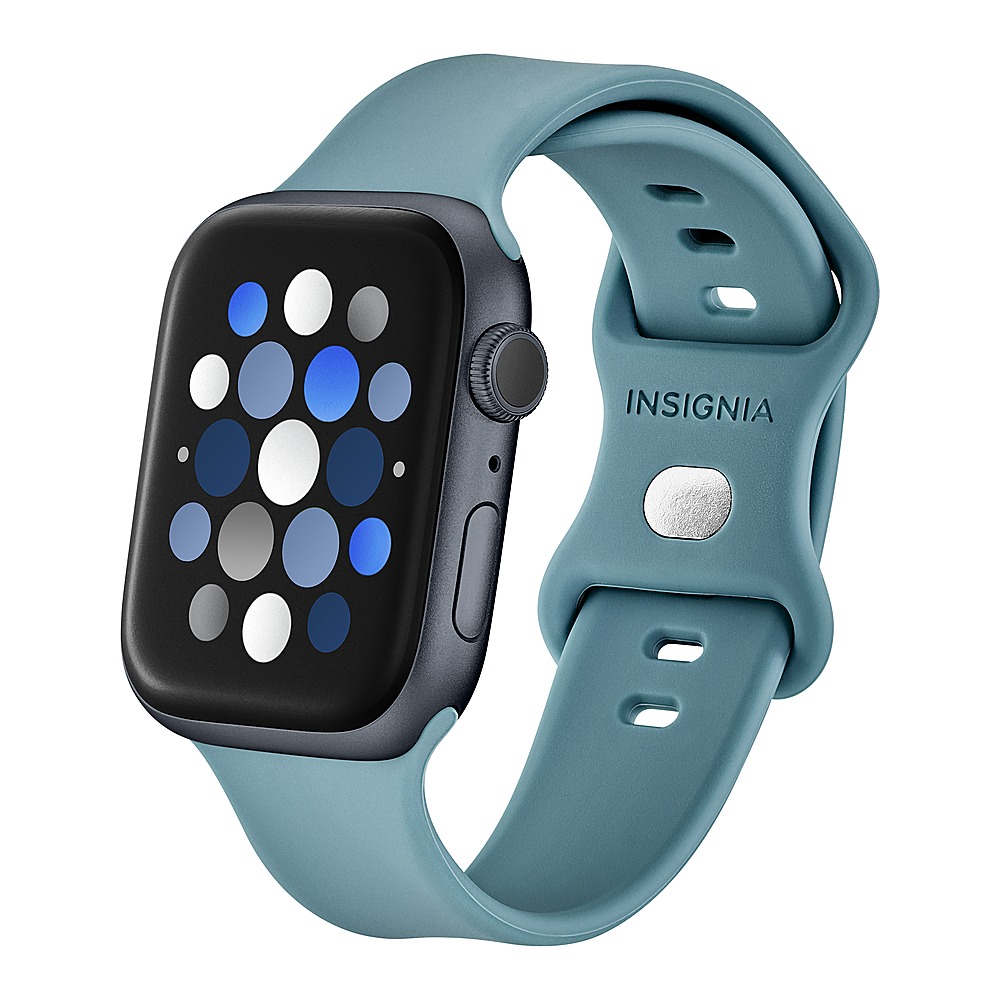 Left View: Insignia™ - Silicone Band for Apple Watch 42mm, 44mm, 45mm and Apple Watch Ultra 49mm (All Series) - Teal