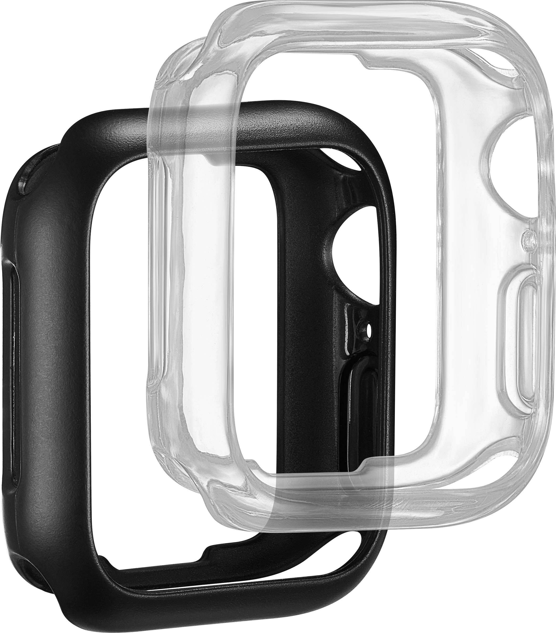 Angle View: Insignia™ - Bumper Cases for Apple Watch 41mm (2-Pack) - Black/Clear