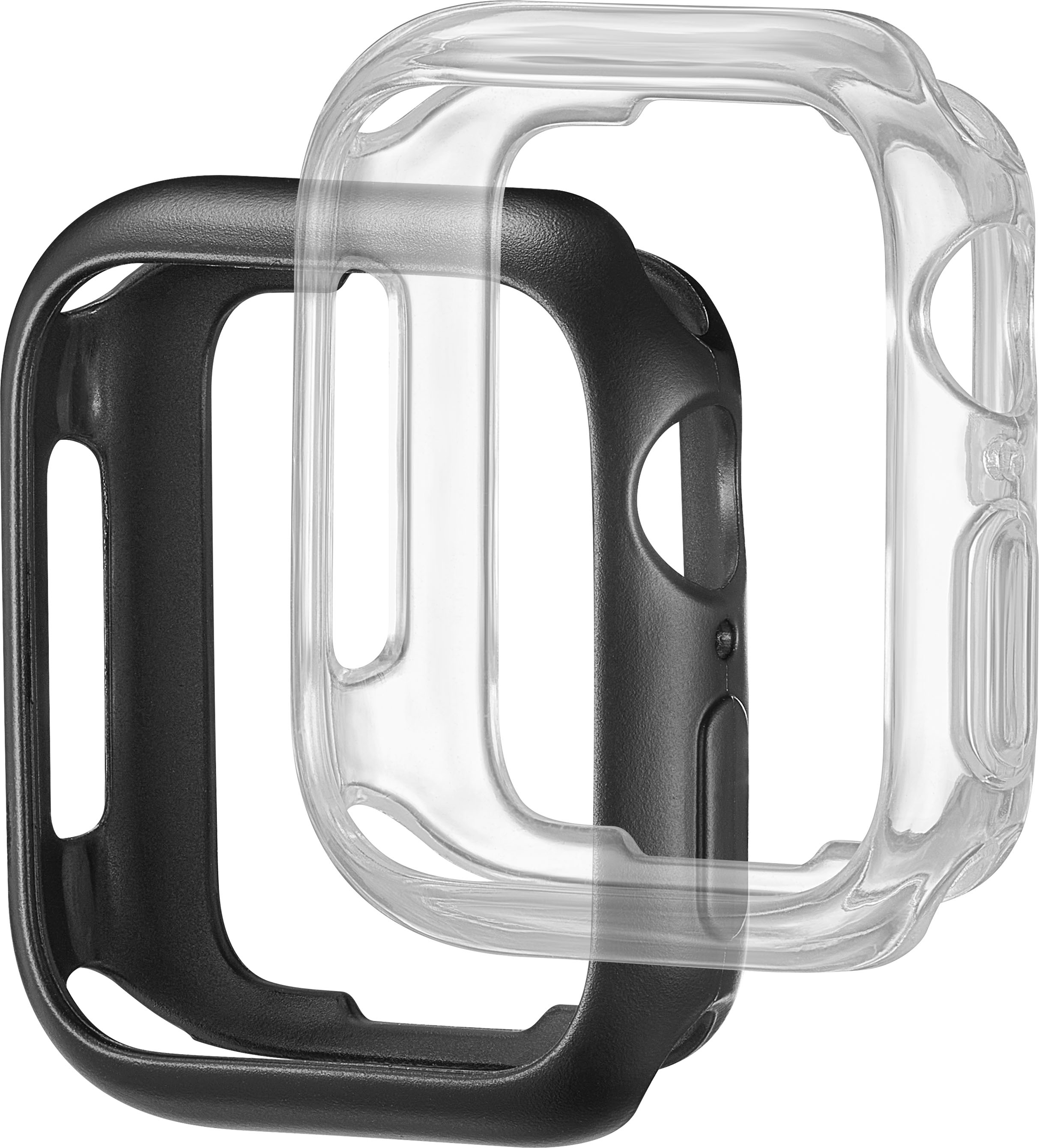 Left View: Insignia™ - Bumper Cases for Apple Watch 41mm (2-Pack) - Black/Clear
