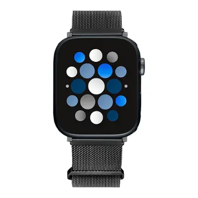 Insignia™ - Stainless Steel Mesh Band for Apple Watch 44mm, 45mm, 46mm Series 10 and Apple Watch Ultra 49mm (All Series) - Black