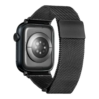 Insignia™ - Stainless Steel Mesh Band for Apple Watch 44mm, 45mm, 46mm Series 10 and Apple Watch Ultra 49mm (All Series) - Black