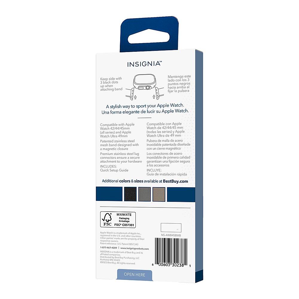 Alt View 18. Insignia™ - Stainless Steel Mesh Band for Apple Watch 42mm, 44mm, 45mm and Apple Watch Ultra 49mm (All Series) - Black.