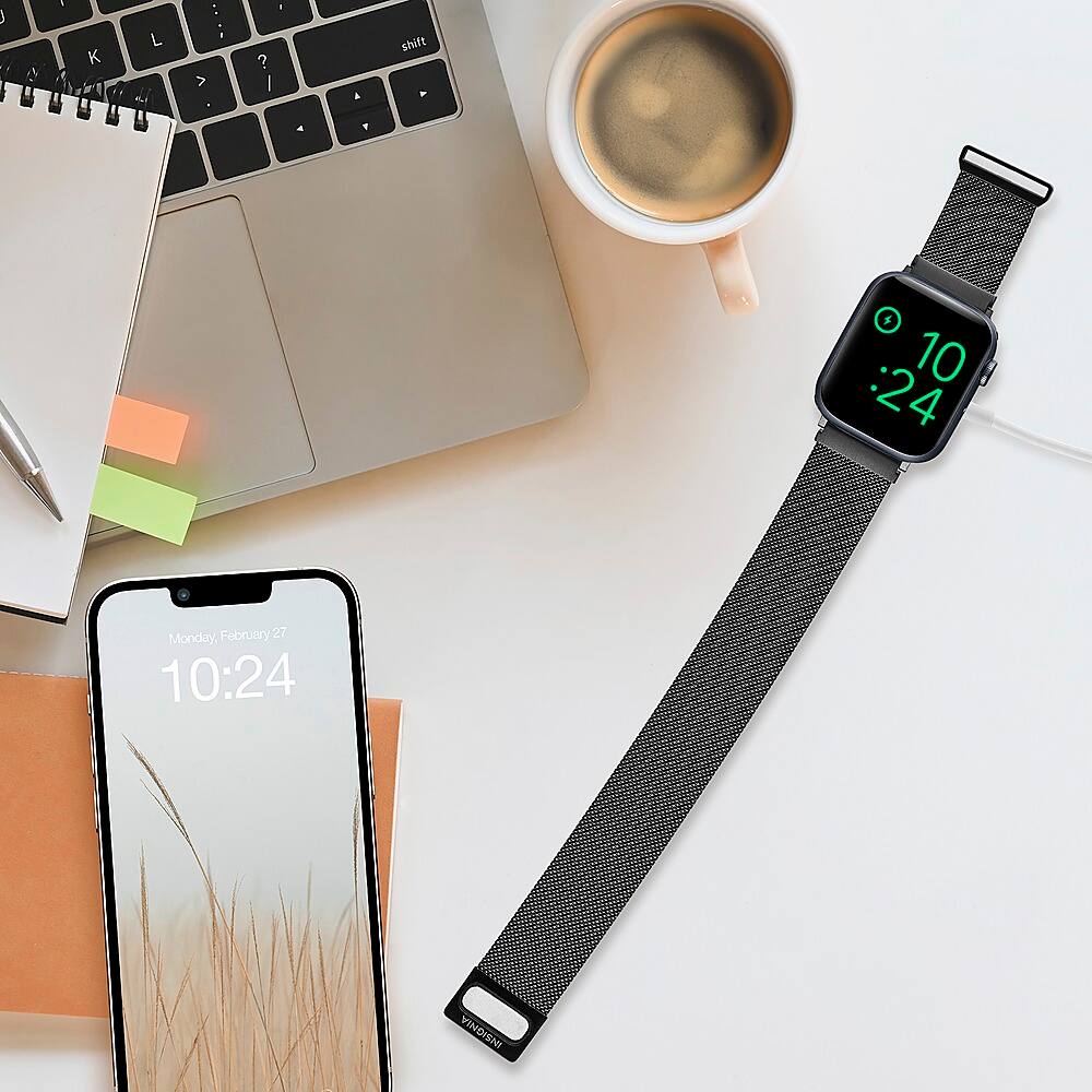 Alt View 15. Insignia™ - Stainless Steel Mesh Band for Apple Watch 42mm, 44mm, 45mm and Apple Watch Ultra 49mm (All Series) - Black.