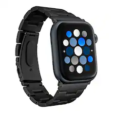 Angle. Insignia™ - Stainless Steel Link Band for Apple Watch 42mm, 44mm, 45mm and Apple Watch Ultra 49mm (All Series) - Black.