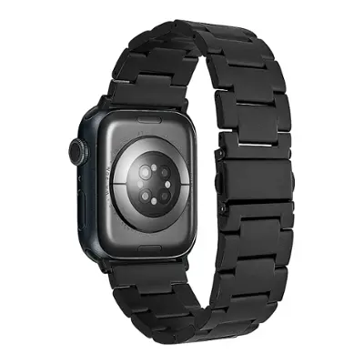 Insignia™ - Stainless Steel Link Band for Apple Watch 42mm, 44mm, 45mm and Apple Watch Ultra 49mm (All Series) - Black