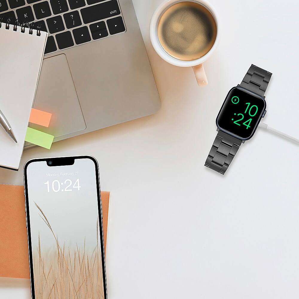 Alt View 16. Insignia™ - Stainless Steel Link Band for Apple Watch 42mm, 44mm, 45mm and Apple Watch Ultra 49mm (All Series) - Black.