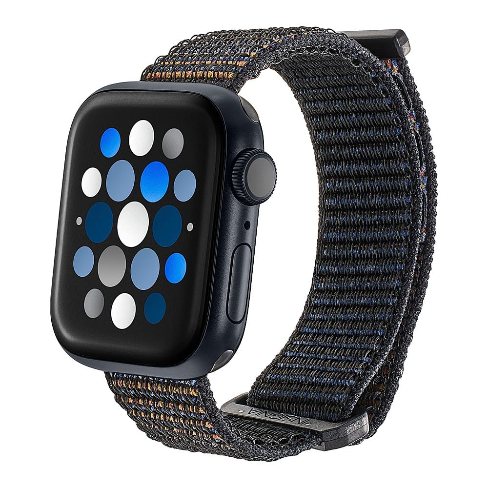 Left. Insignia™ - Active Nylon Band for Apple Watch 38mm, 40mm and 41mm (All Series) - Black.