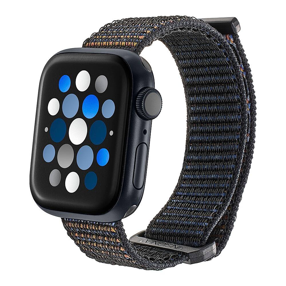 Left. Insignia™ - Active Nylon Band for Apple Watch 38mm, 40mm and 41mm (All Series) - Black.