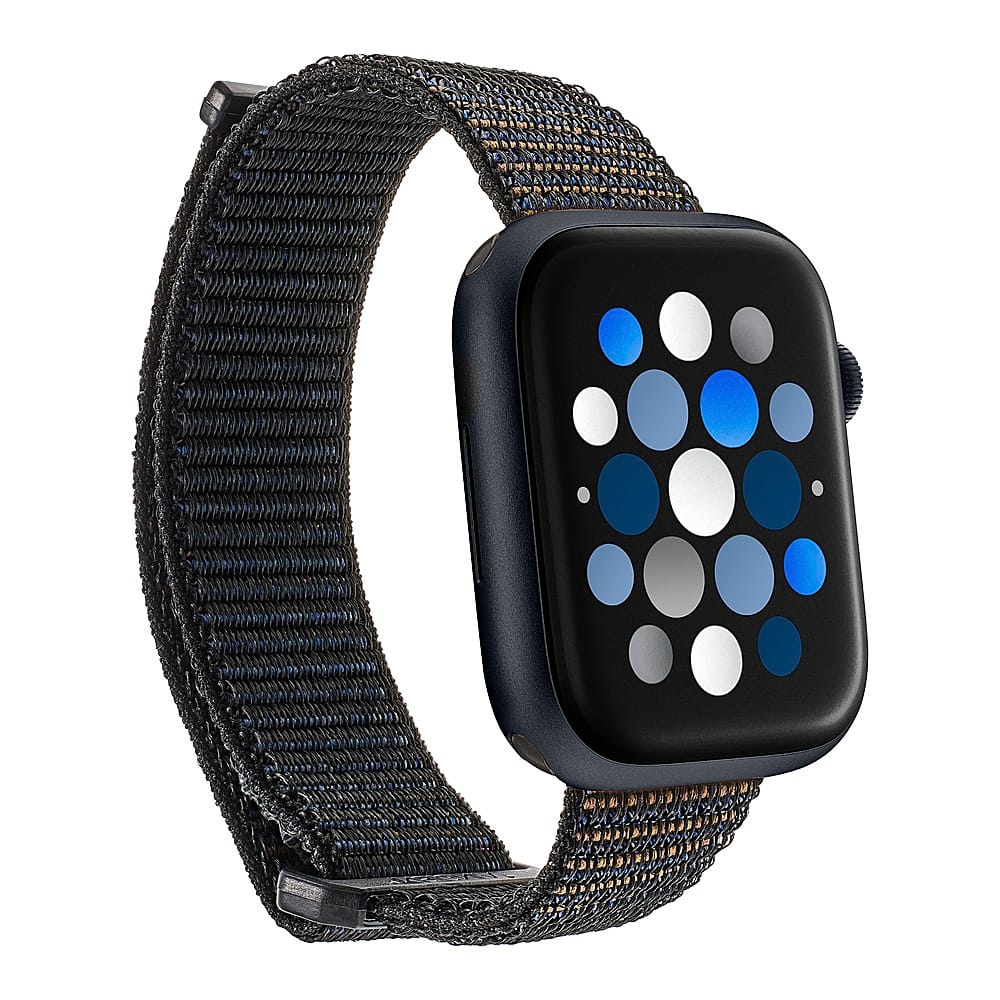 Insignia™ - Active Nylon Band for Apple Watch 42mm, 44mm, 45mm, 46mm, and Apple Watch Ultra 49mm (All Series) - Black - Angle_Zoom
