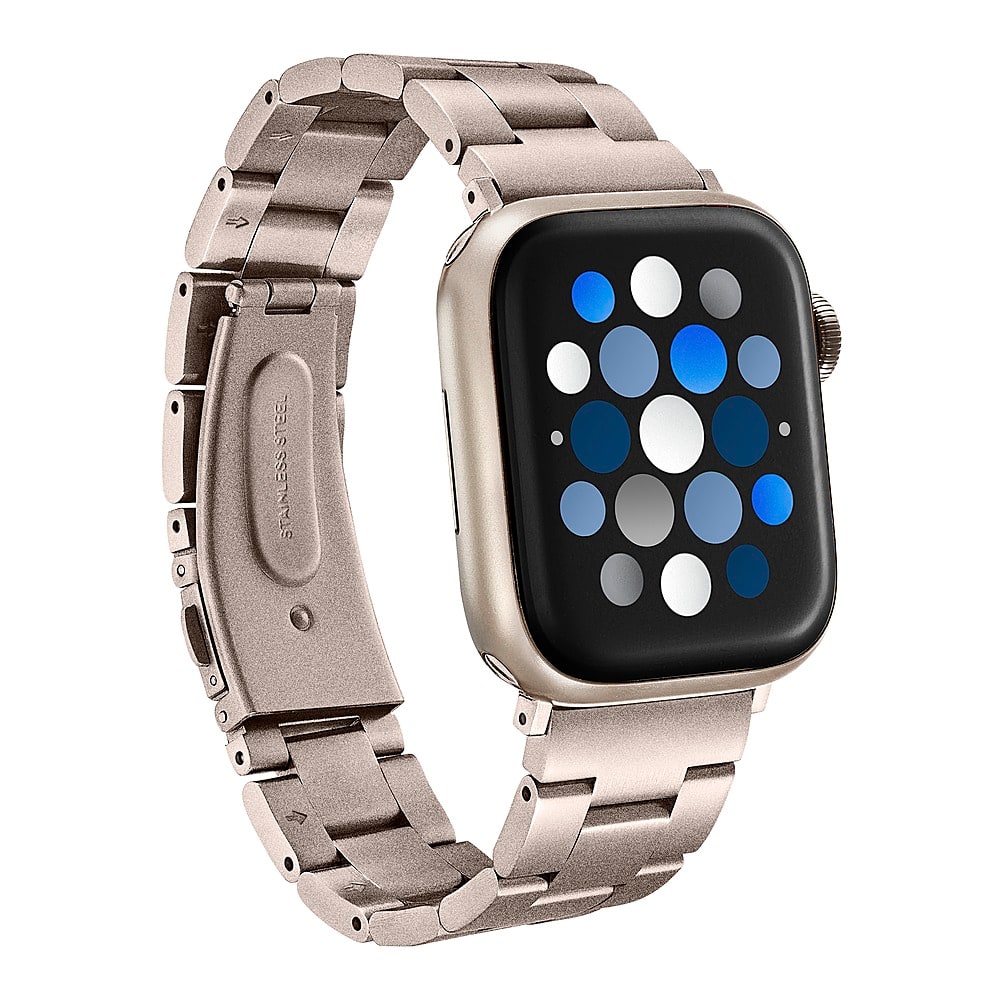 Angle. Insignia™ - Stainless Steel Link Band for Apple Watch 38mm, 40mm and 41mm (All Series) - Champagne.