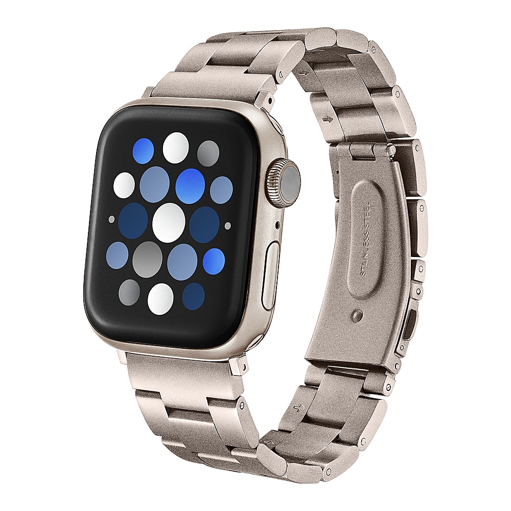 Left. Insignia™ - Stainless Steel Link Band for Apple Watch 38mm, 40mm and 41mm (All Series) - Champagne.