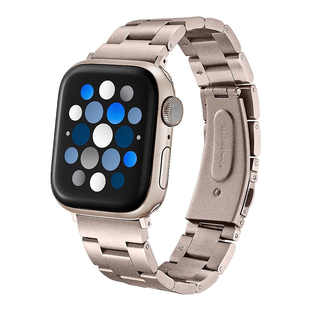 Left. Insignia™ - Stainless Steel Link Band for Apple Watch 38mm, 40mm and 41mm (All Series) - Champagne.
