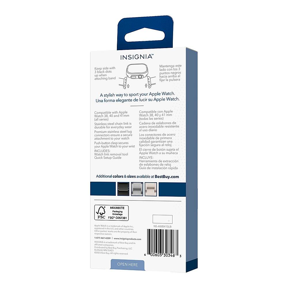 Alt View 20. Insignia™ - Stainless Steel Link Band for Apple Watch 38mm, 40mm and 41mm (All Series) - Silver.