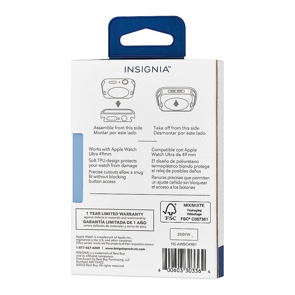 Alt View 18. Insignia™ - Rugged Bumper Case for Apple Watch Ultra 49mm - Black.