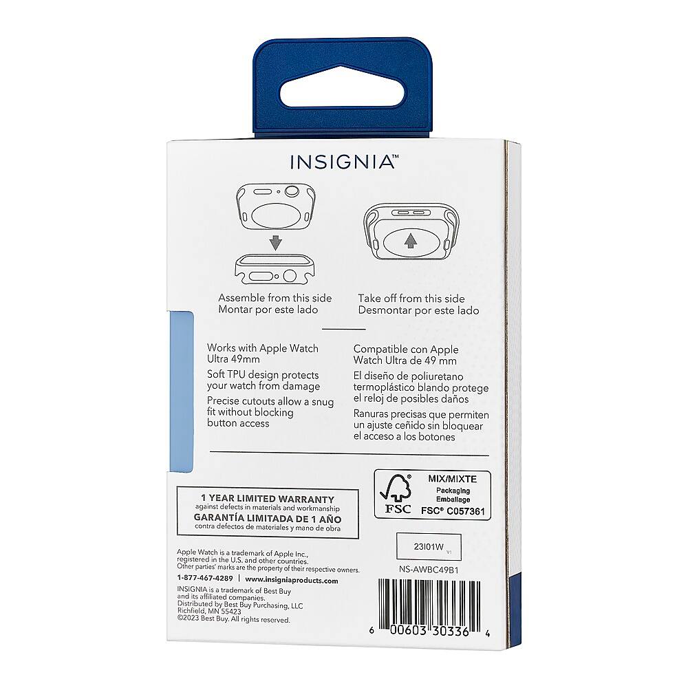 Alt View 18. Insignia™ - Rugged Bumper Case for Apple Watch Ultra 49mm - Black.