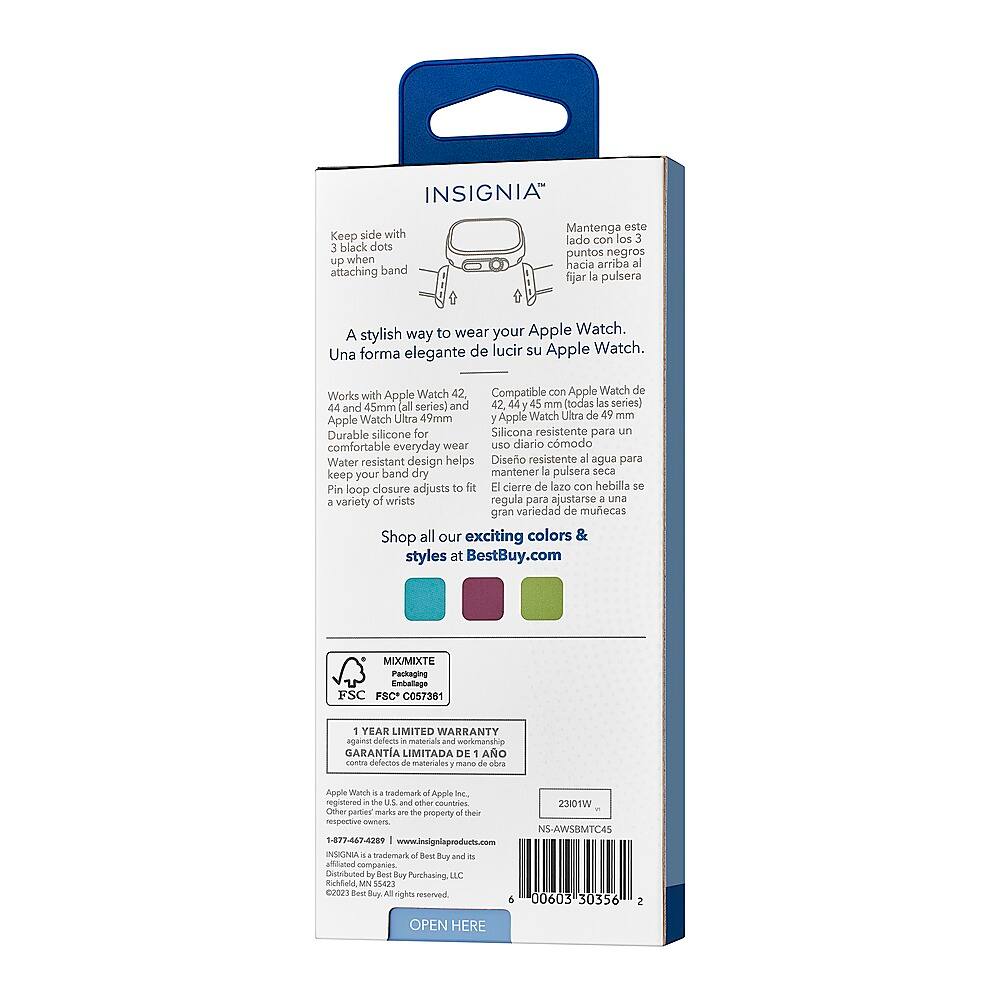 Alt View 21. Insignia™ - Silicone Band for Apple Watch 42mm, 44mm, 45mm and Apple Watch Ultra 49mm (All Series) - Cool Matcha.