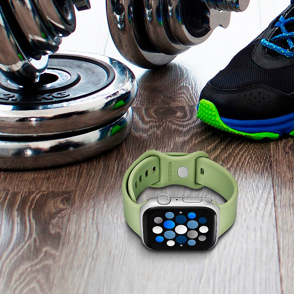 Alt View 14. Insignia™ - Silicone Band for Apple Watch 42mm, 44mm, 45mm and Apple Watch Ultra 49mm (All Series) - Cool Matcha.