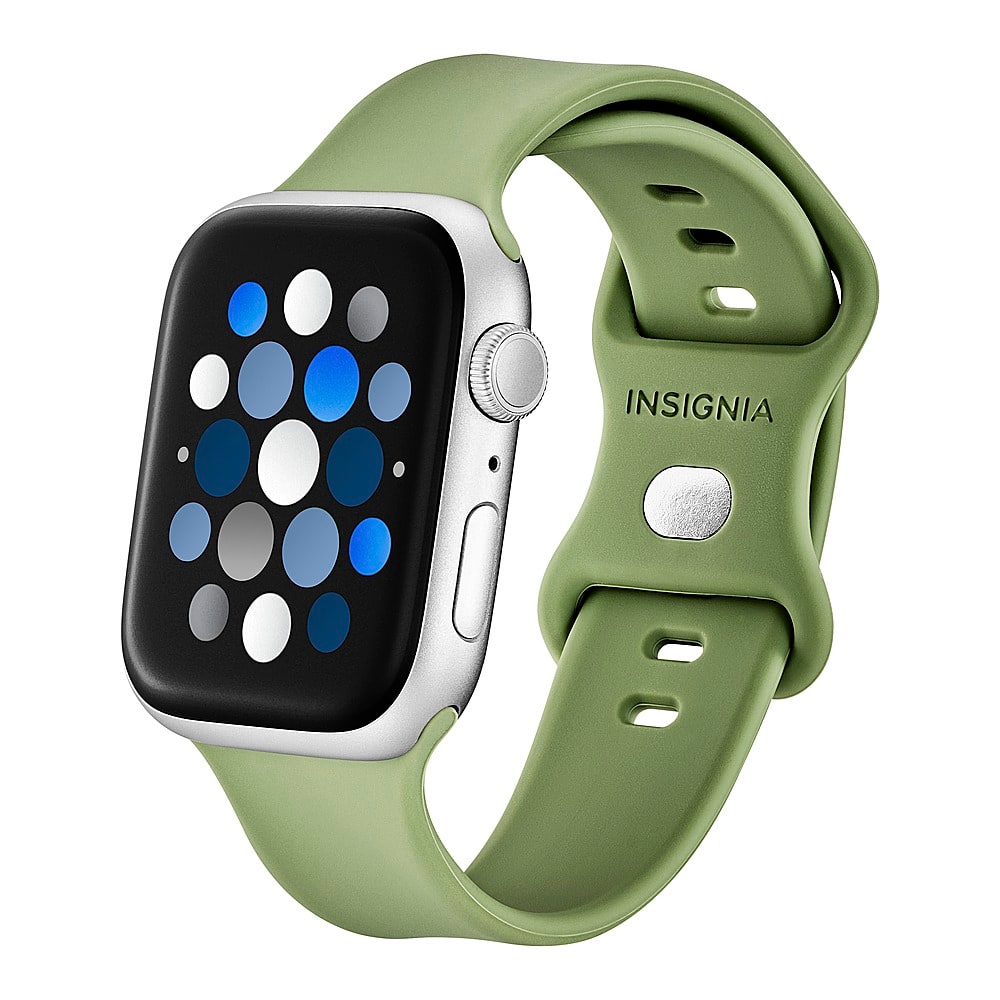 Left View: Insignia™ - Silicone Band for Apple Watch 42mm, 44mm, 45mm and Apple Watch Ultra 49mm (All Series) - Cool Matcha