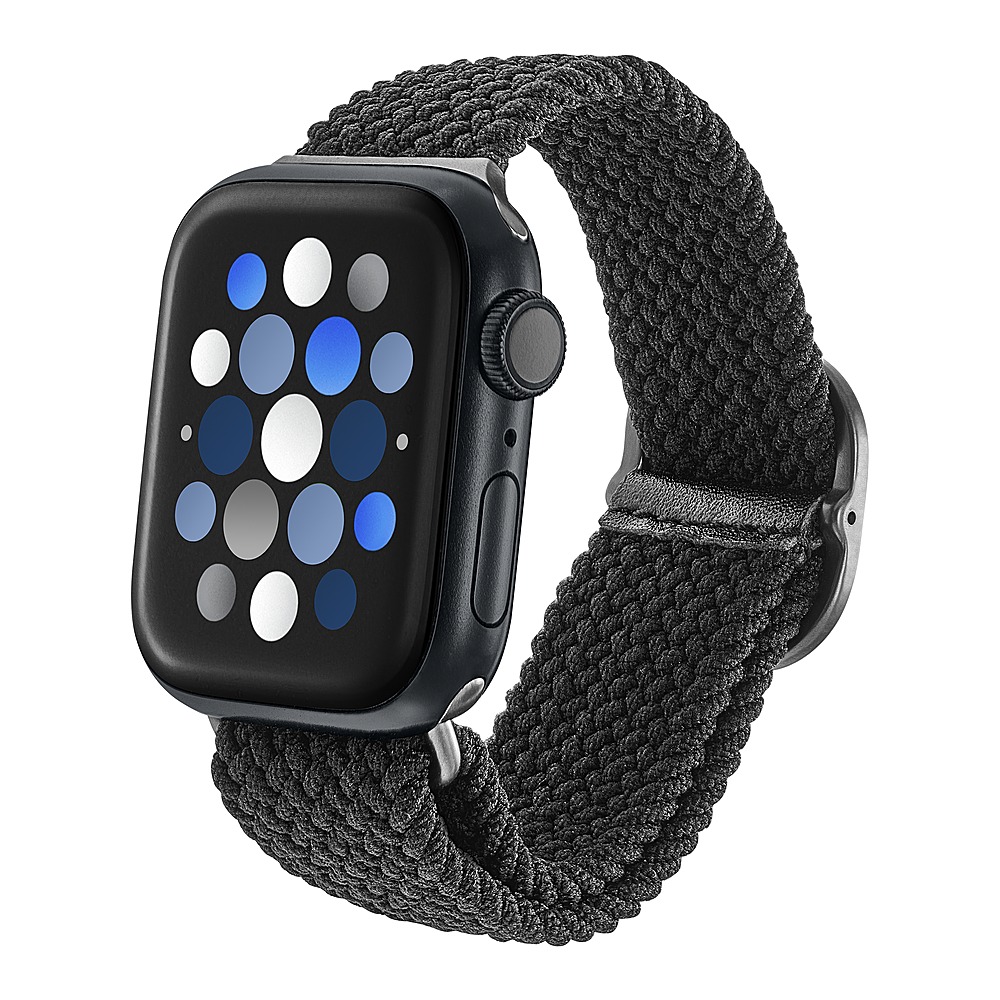 Left View: Insignia™ - Braided Nylon Band for Apple Watch 38mm, 40mm and 41mm (All Series) - Black