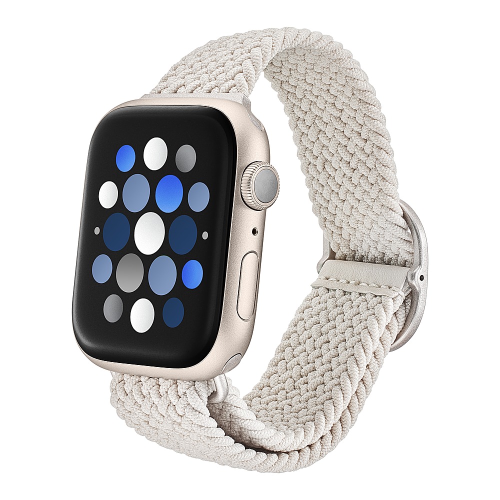 Left View: Insignia™ - Braided Nylon Band for Apple Watch 42mm, 44mm, 45mm and Apple Watch Ultra 49mm (All Series) - Stone