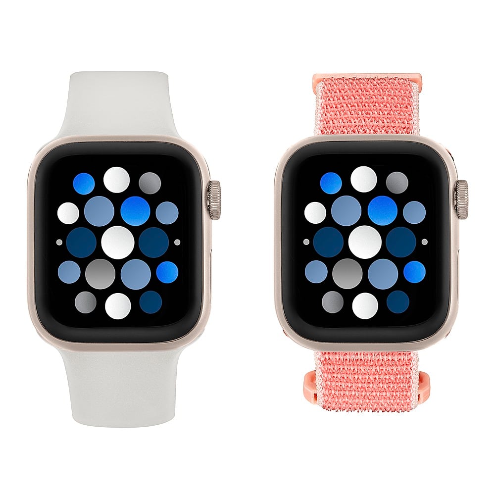 Alt View 11. Insignia™ - Silicone and Nylon Bands for Apple Watch 38mm, 40mm and 41mm (2-Pack) - Stone/Hot Pink.