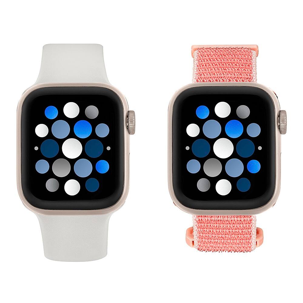 Alt View 11. Insignia™ - Silicone and Nylon Bands for Apple Watch 38mm, 40mm and 41mm (2-Pack) - Stone/Hot Pink.