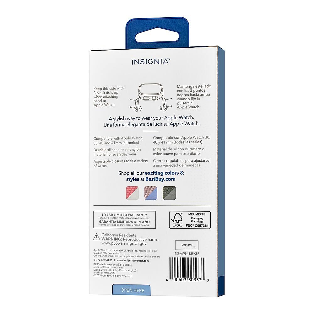 Alt View 20. Insignia™ - Silicone and Nylon Bands for Apple Watch 38mm, 40mm and 41mm (2-Pack) - Stone/Hot Pink.