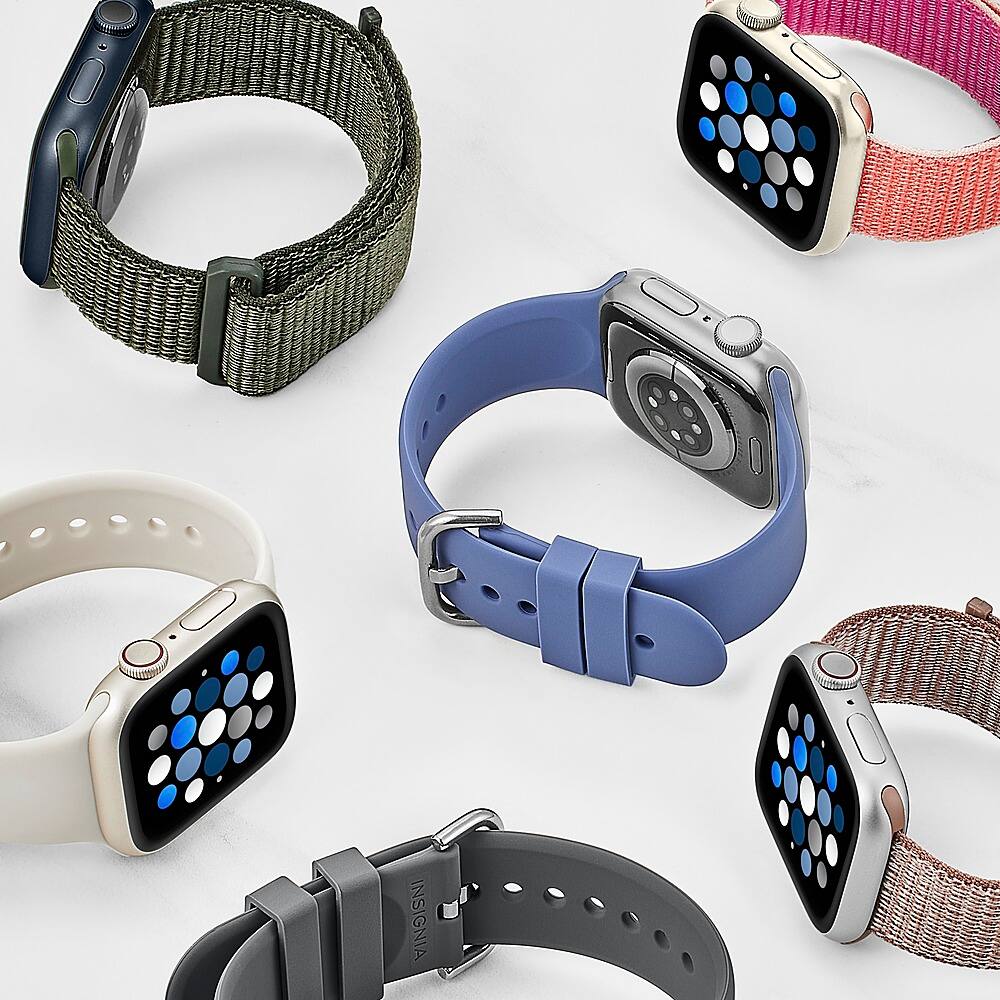 Alt View 18. Insignia™ - Silicone and Nylon Bands for Apple Watch 38mm, 40mm and 41mm (2-Pack) - Stone/Hot Pink.