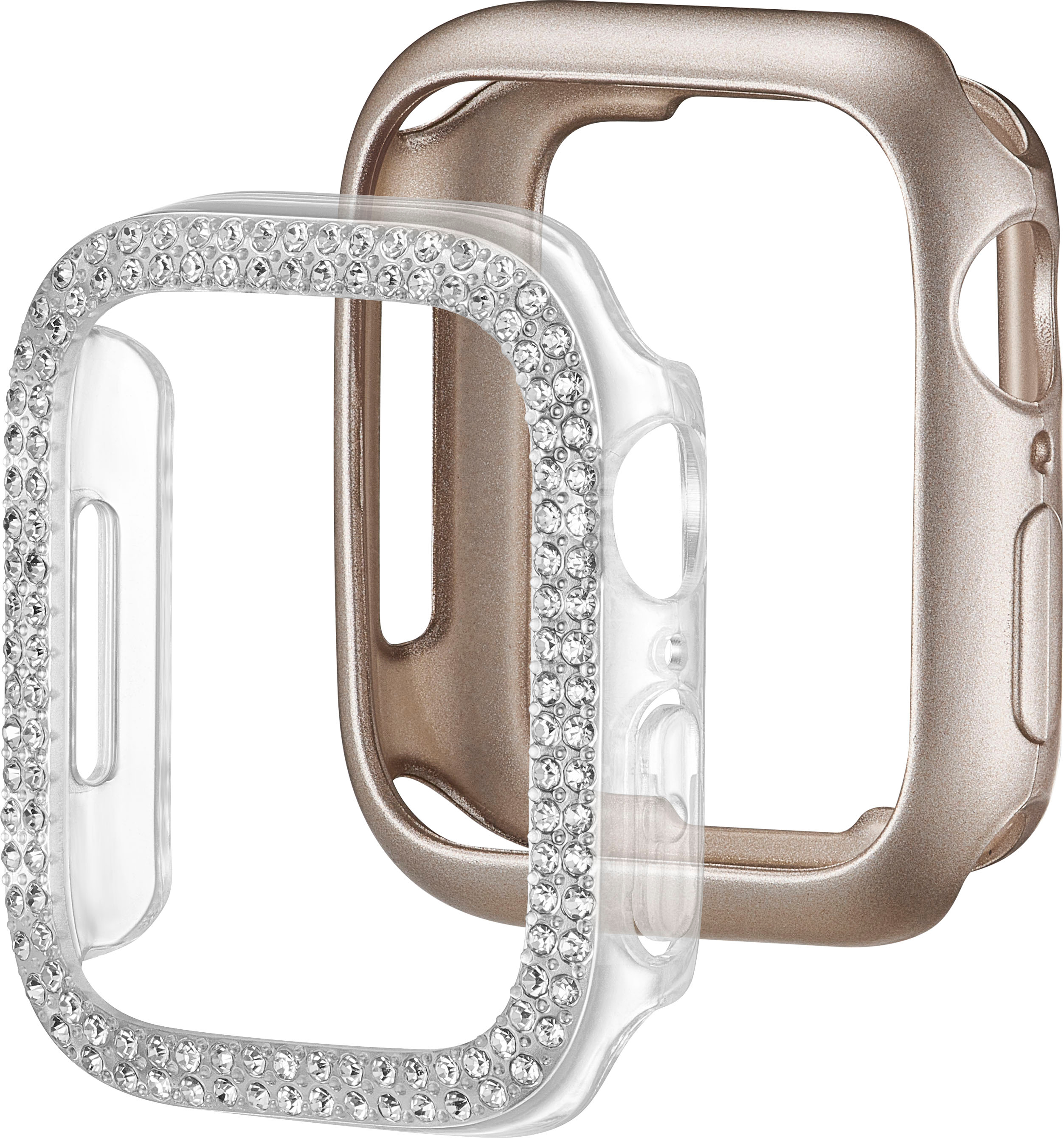Left View: Insignia™ - Bumper Cases for Apple Watch 41mm (2-Pack) - Bling/Champagne
