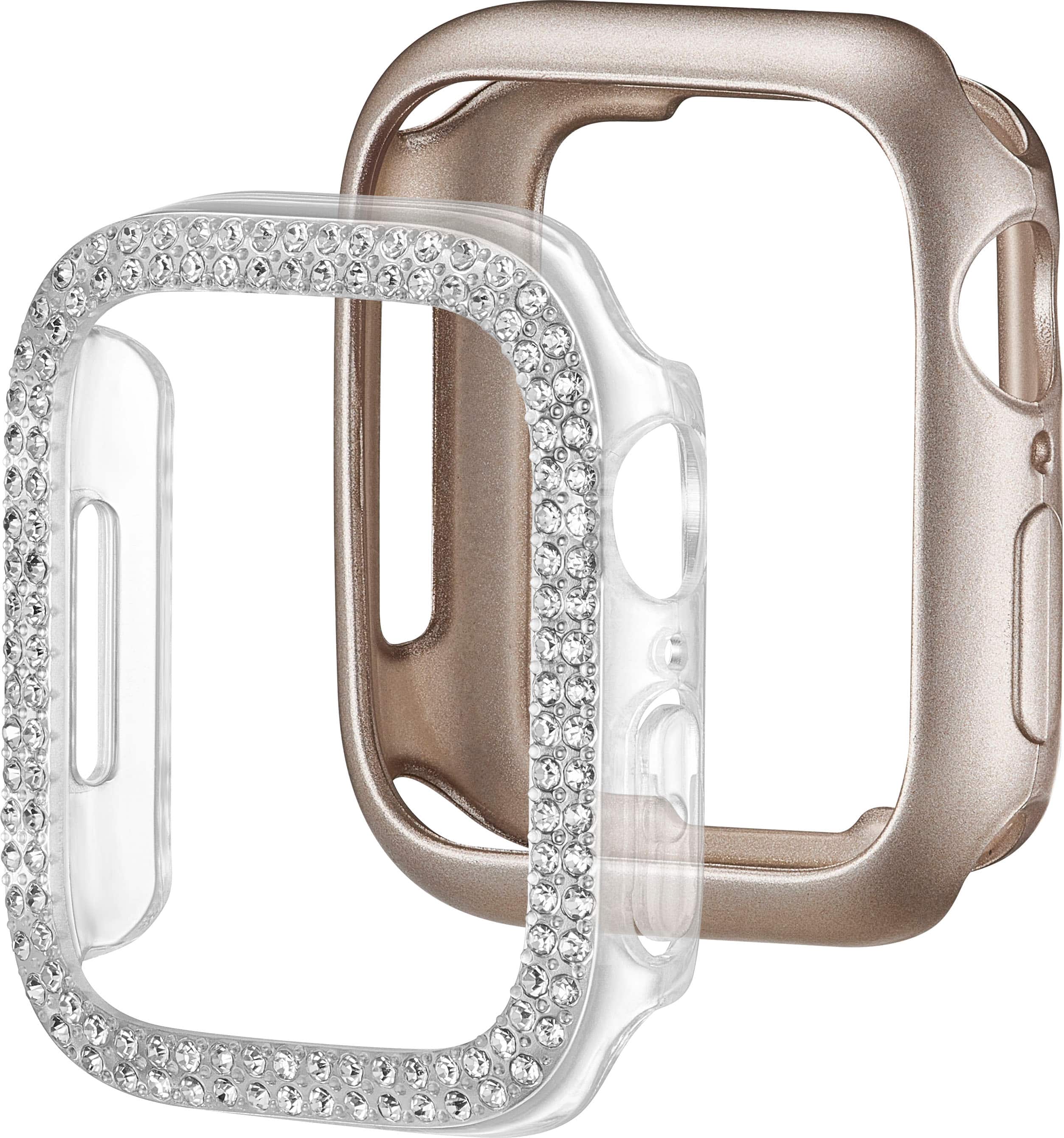 Left. Insignia™ - Bumper Cases for Apple Watch 41mm (2-Pack) - Bling/Champagne.