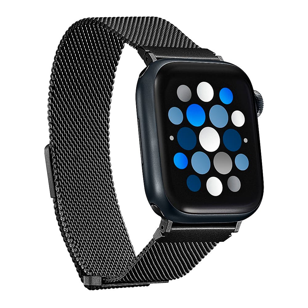 Insignia™ - Stainless Steel Mesh Band for Apple Watch 38mm, 40mm, 41mm (All Series), and 42mm - Black - Angle_Zoom