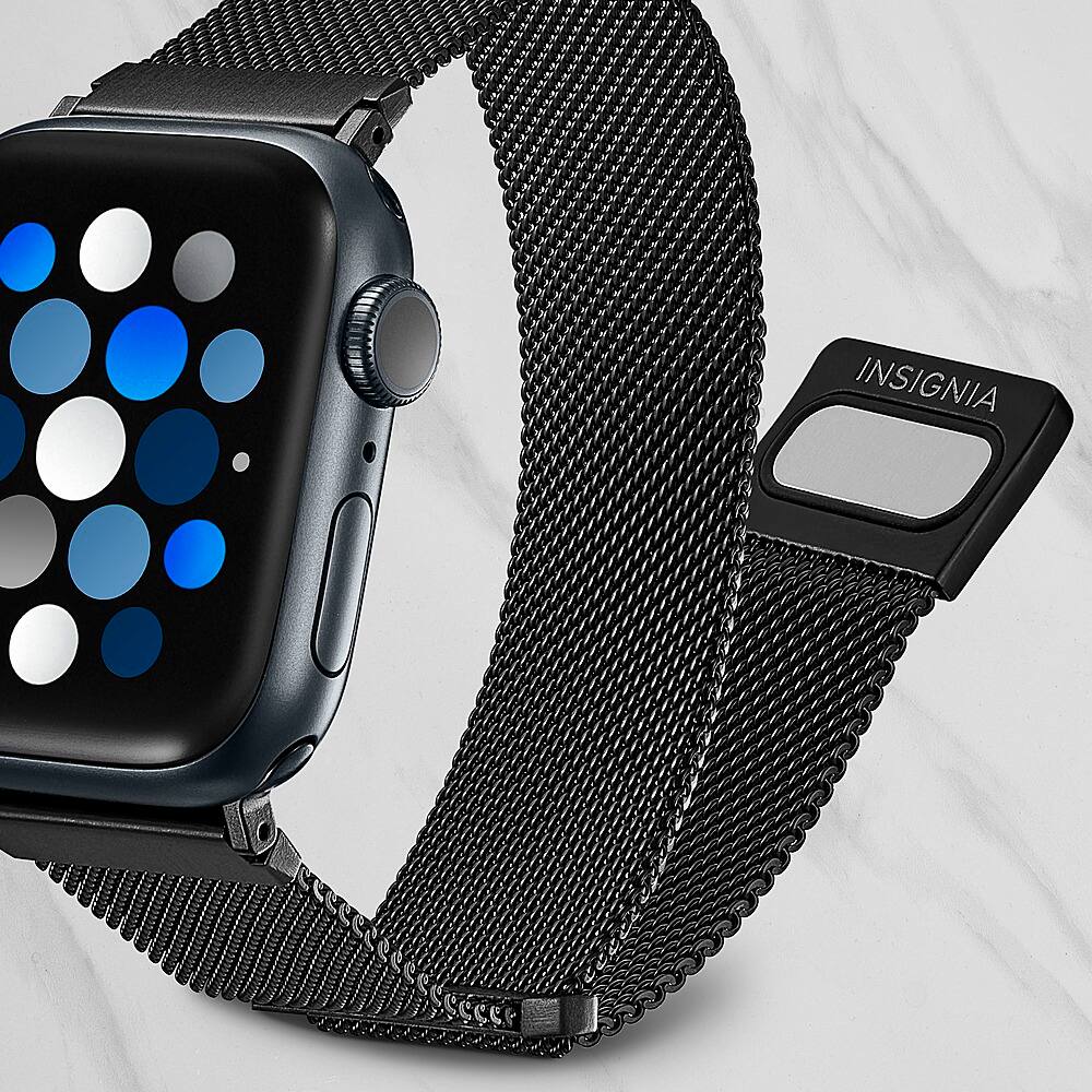 Alt View 16. Insignia™ - Stainless Steel Mesh Band for Apple Watch 38mm, 40mm and 41mm (All Series) - Black.