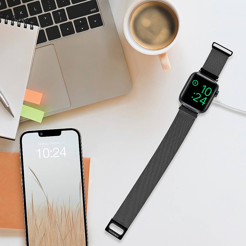 Alt View 17. Insignia™ - Stainless Steel Mesh Band for Apple Watch 38mm, 40mm and 41mm (All Series) - Black.