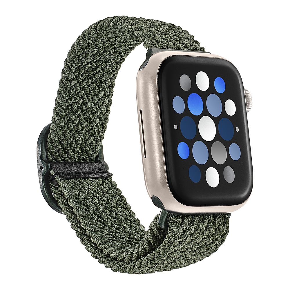 Angle View: Insignia™ - Braided Nylon Band for Apple Watch 38mm, 40mm and 41mm (All Series) - Olive Green