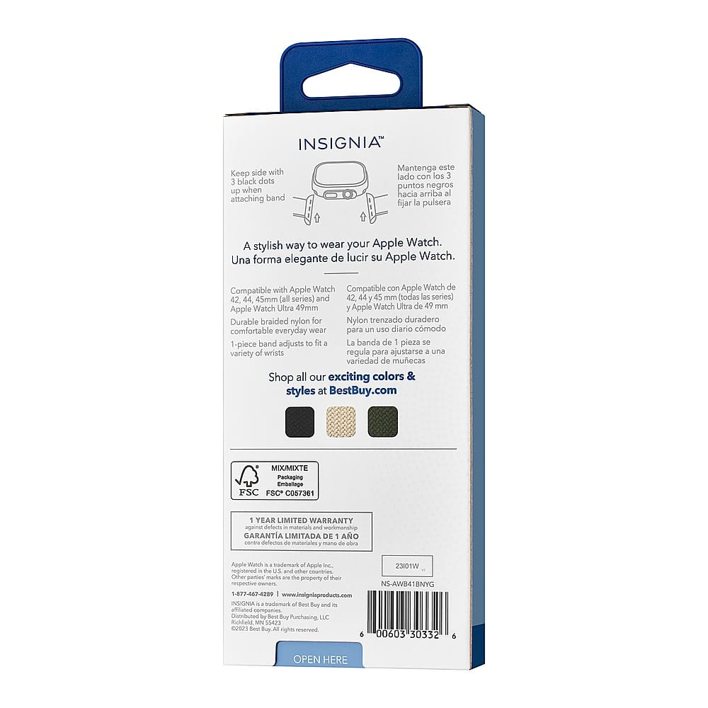 Alt View 19. Insignia™ - Braided Nylon Band for Apple Watch 38mm, 40mm and 41mm (All Series) - Olive Green.