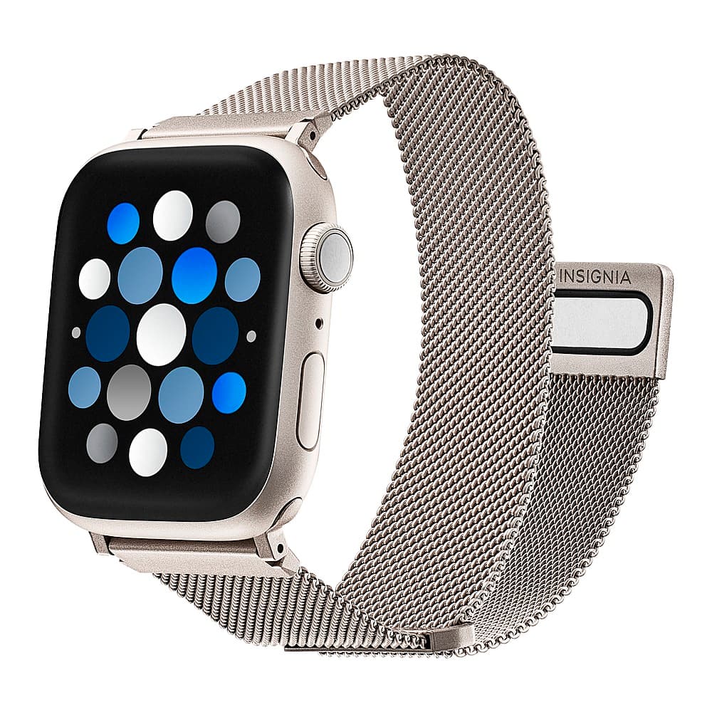 Left View: Raptic - Hybrid Mesh Watch Band for Apple Watch® 42mm, 44mm, 45mm - Rose Gold